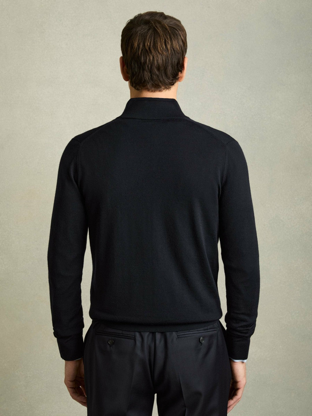 Merino Wool Zip-Through Cardigan in Navy Men | Reiss