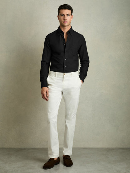Slim-Fit Button-Down Collar Cotton Oxford Shirt in Black Men | Reiss