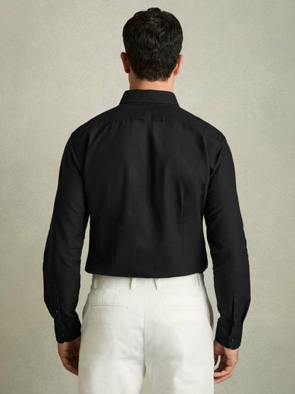 Slim-Fit Button-Down Collar Cotton Oxford Shirt in Black Men | Reiss
