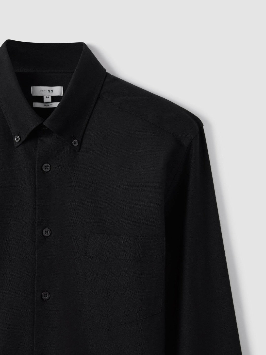 Slim-Fit Button-Down Collar Cotton Oxford Shirt in Black Men | Reiss