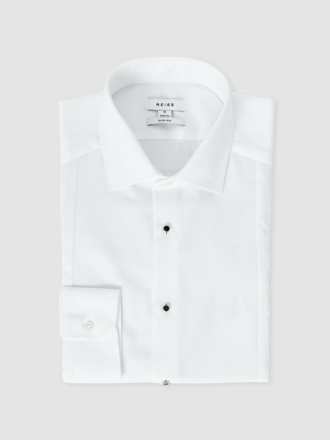 Slim Fit Cotton Marcella Tuxedo Shirt in White Men | Reiss