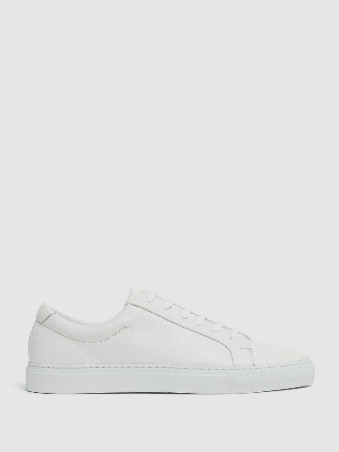 Tumbled-Leather Low-Top Trainers in White Men | Reiss