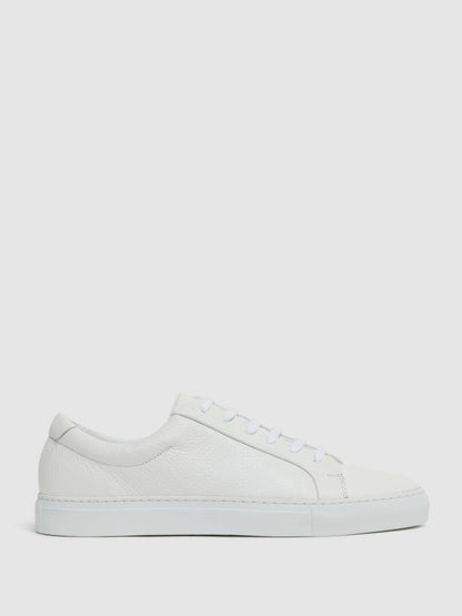 Tumbled-Leather Low-Top Trainers in White Men | Reiss