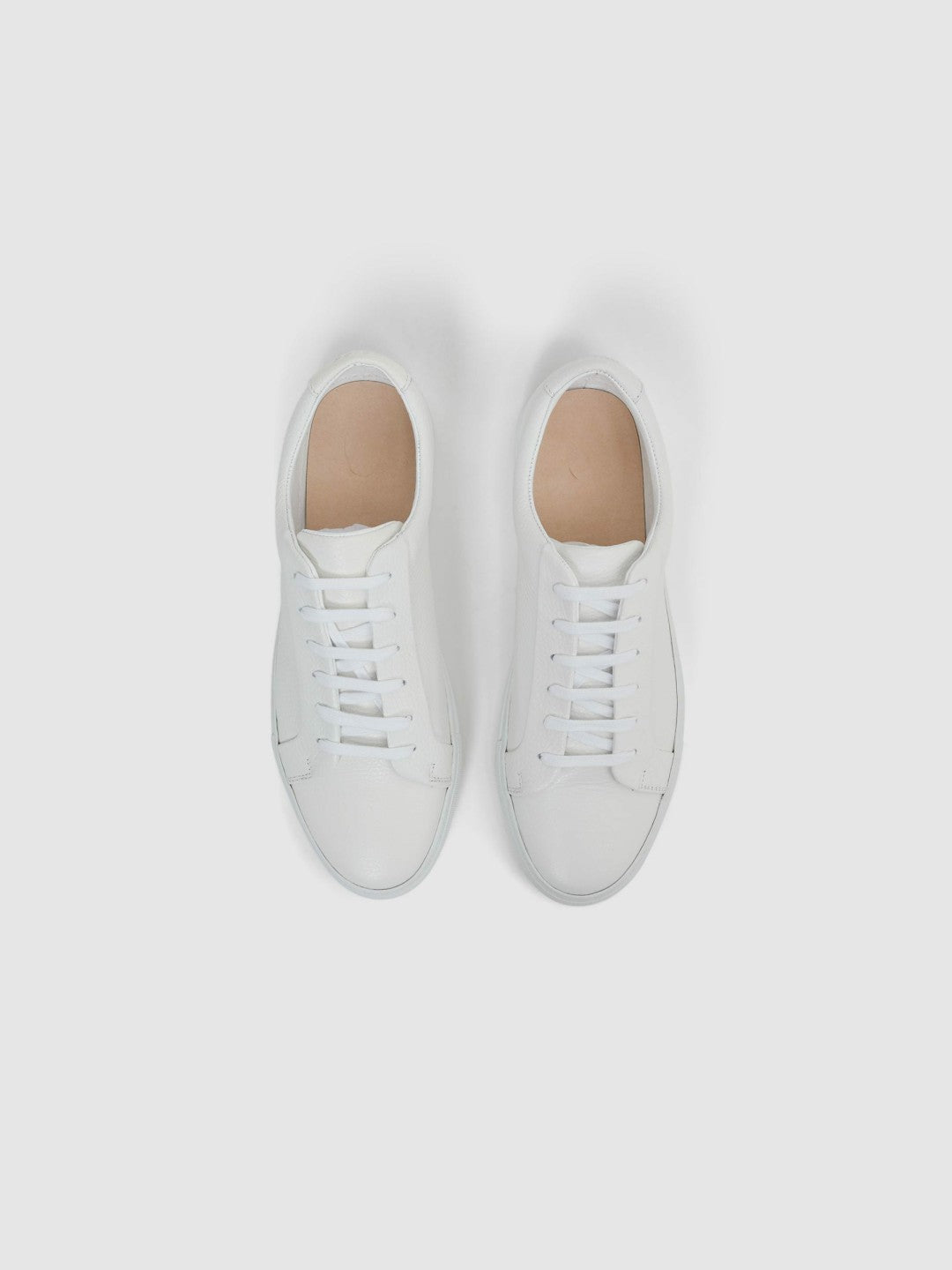 Tumbled-Leather Low-Top Trainers in White Men | Reiss