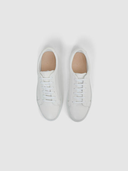 Tumbled-Leather Low-Top Trainers in White Men | Reiss