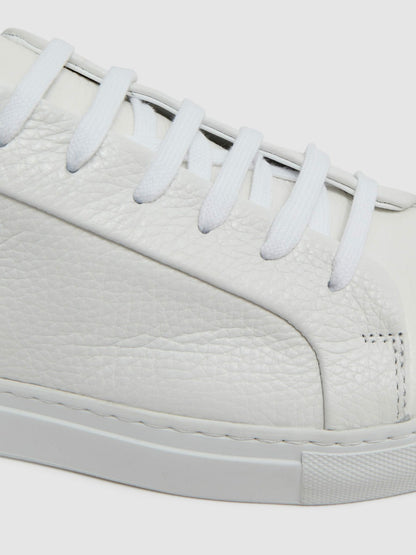 Tumbled-Leather Low-Top Trainers in White Men | Reiss