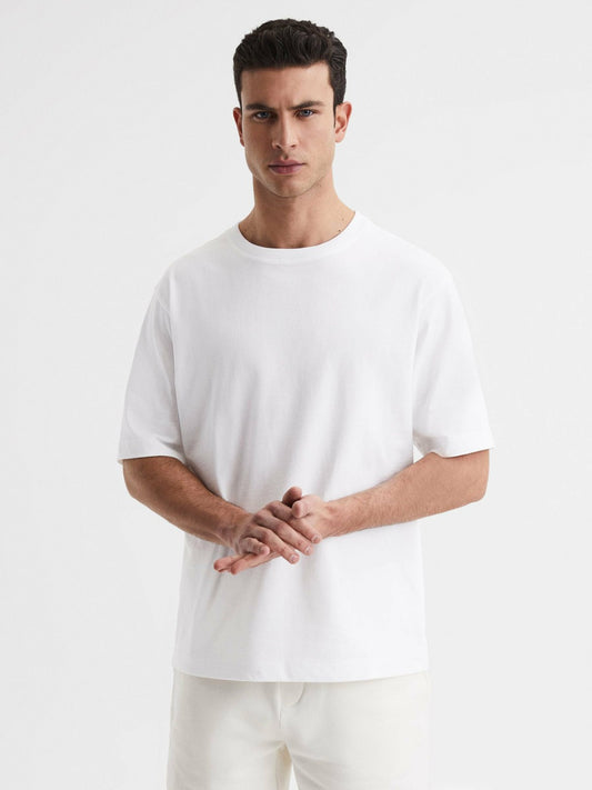 Oversized Garment Dye T-Shirt in White Men | Reiss