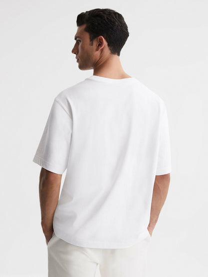 Oversized Garment Dye T-Shirt in White Men | Reiss