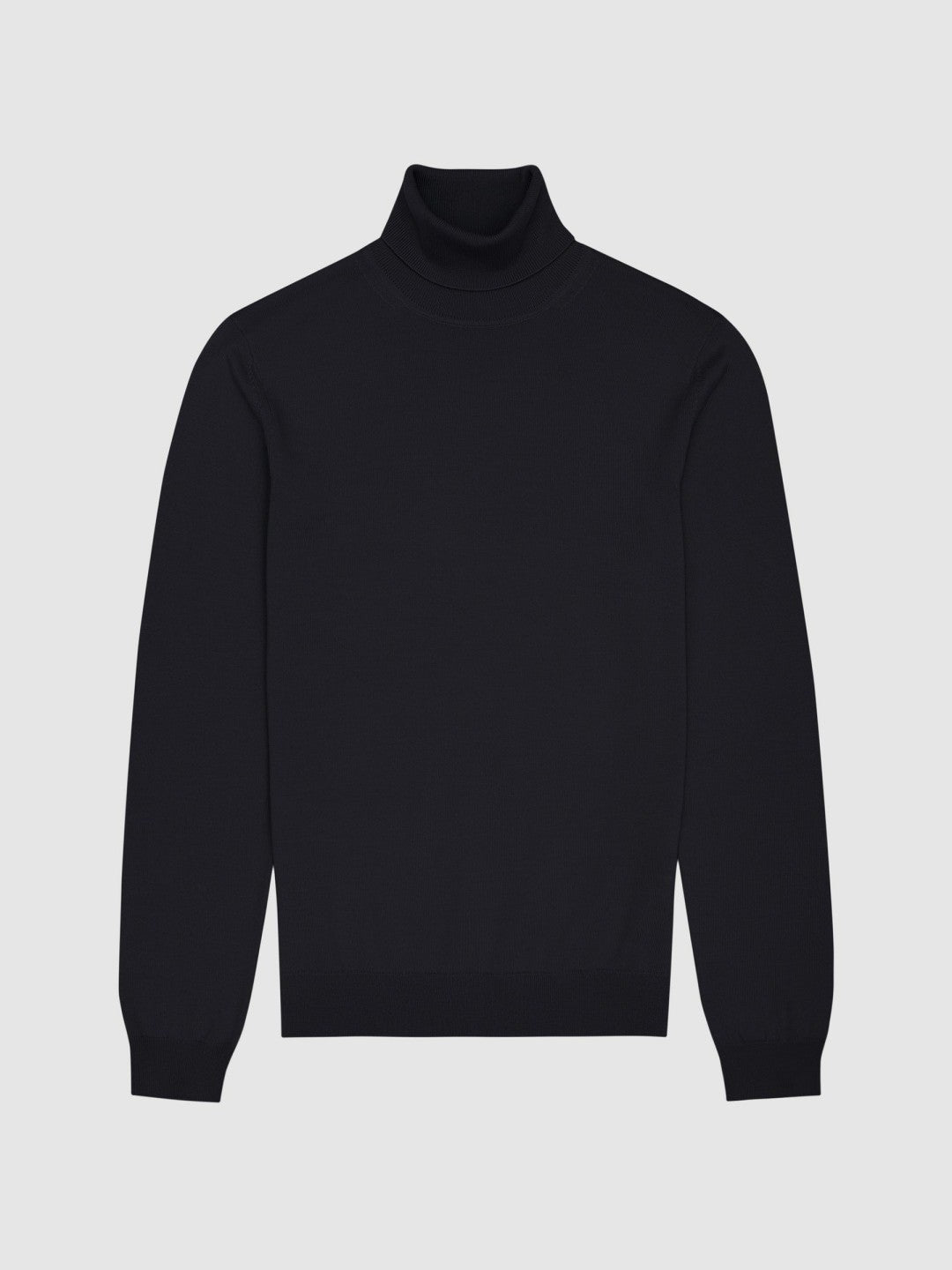 Slim Fit Merino Wool Roll Neck Jumper in Navy Men | Reiss