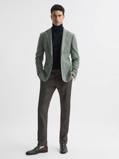 Slim Fit Merino Wool Roll Neck Jumper in Navy Men | Reiss