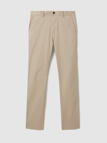 Slim Fit Washed Cotton Blend Chinos in Stone Men | Reiss