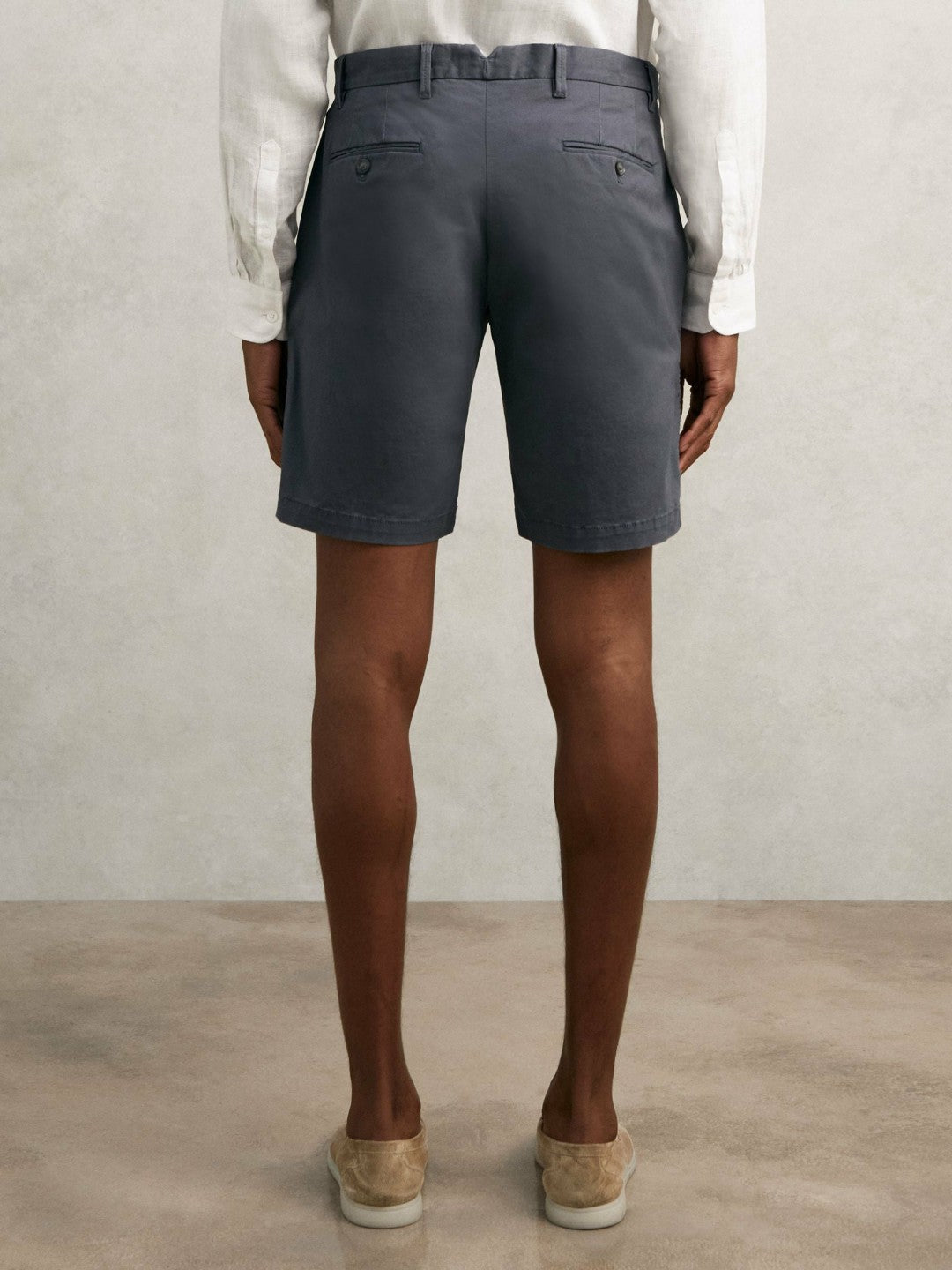 Cotton Chino Shorts with Stretch in Airforce Blue Men | Reiss