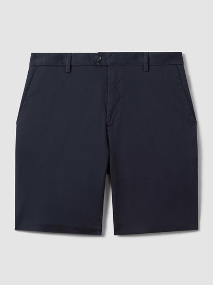 Cotton Chino Shorts with Stretch in Navy Men | Reiss