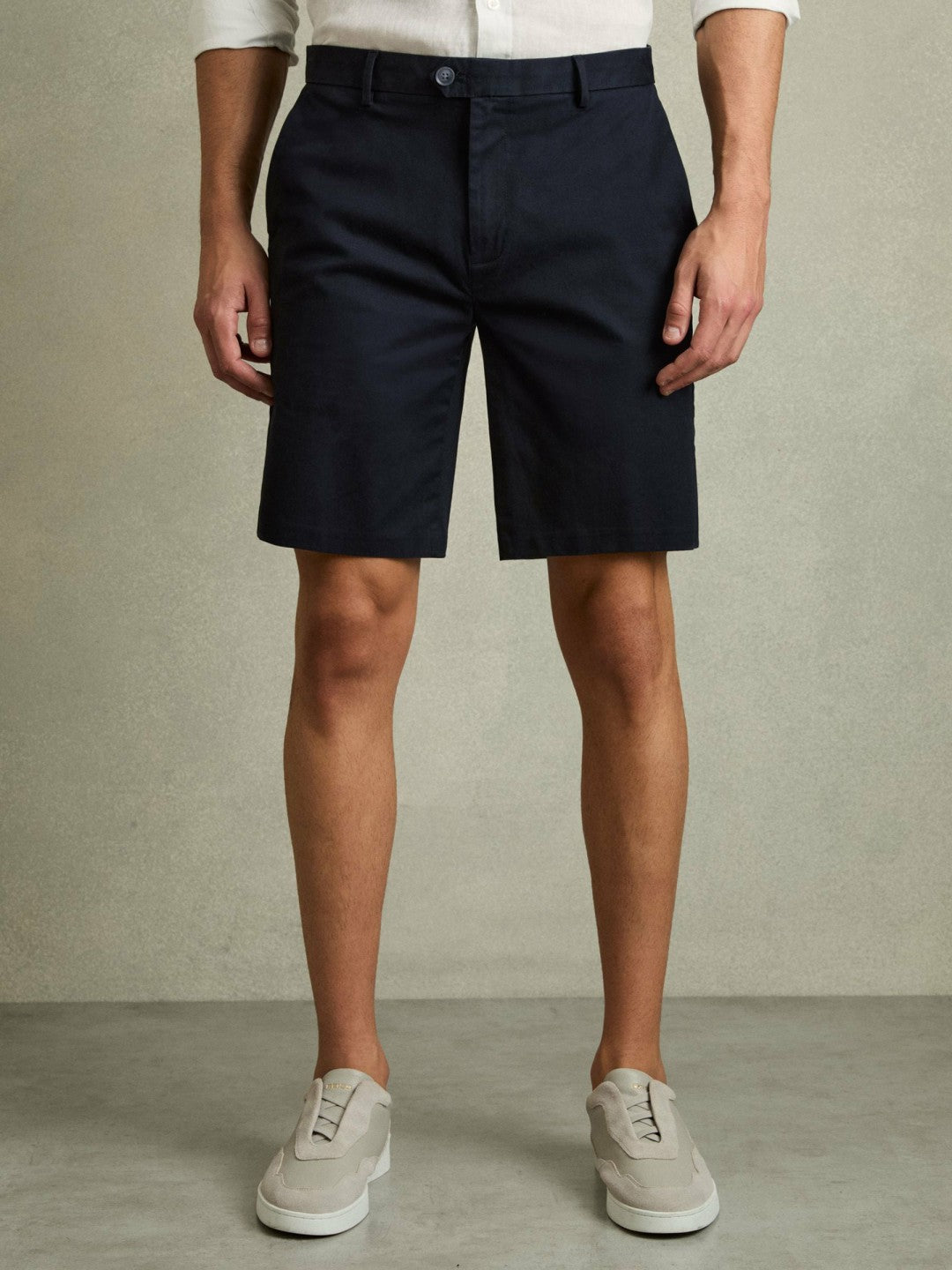 Cotton Chino Shorts with Stretch in Navy Men | Reiss