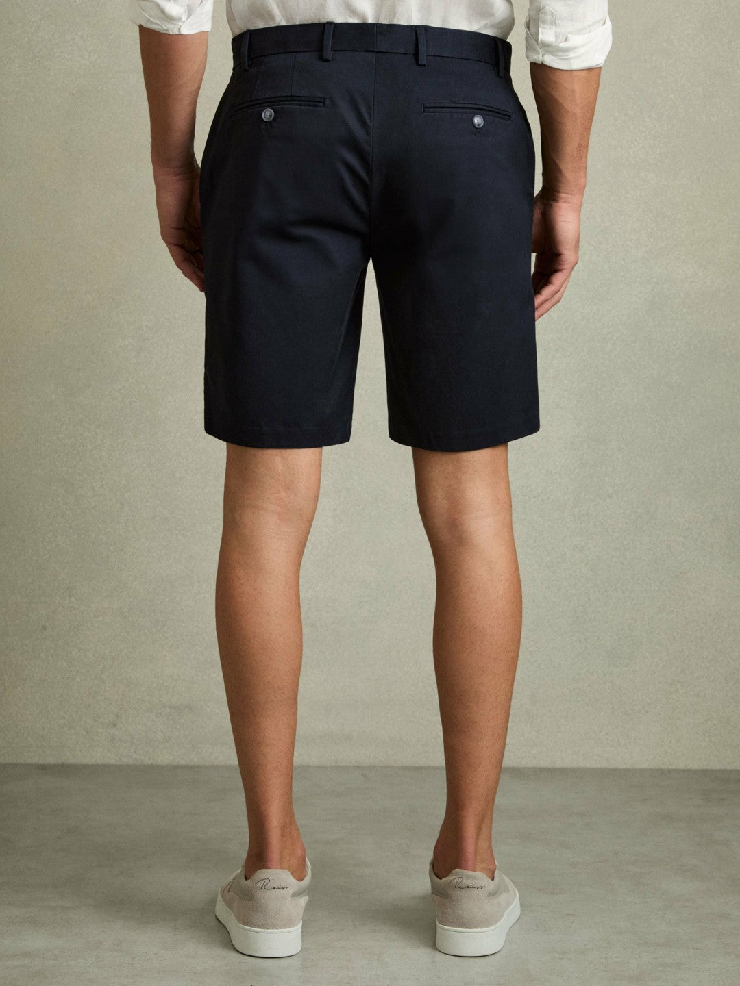 Cotton Chino Shorts with Stretch in Navy Men | Reiss