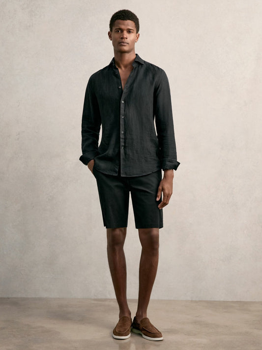 Cotton Chino Shorts with Stretch in Black Men | Reiss