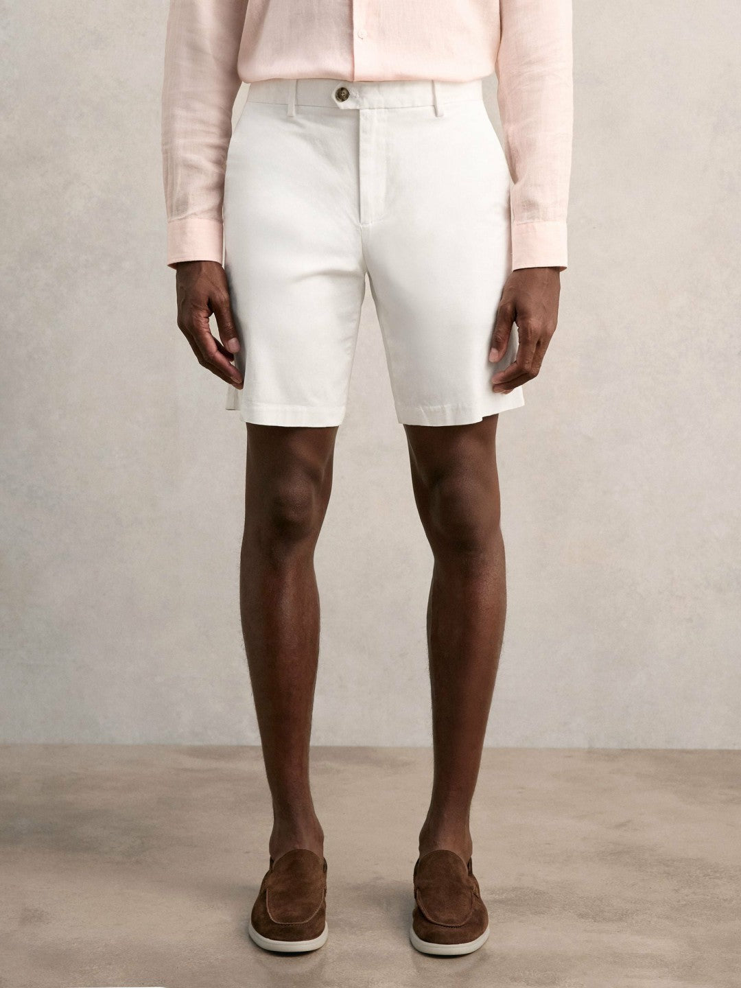 Cotton Chino Shorts with Stretch in White Men | Reiss