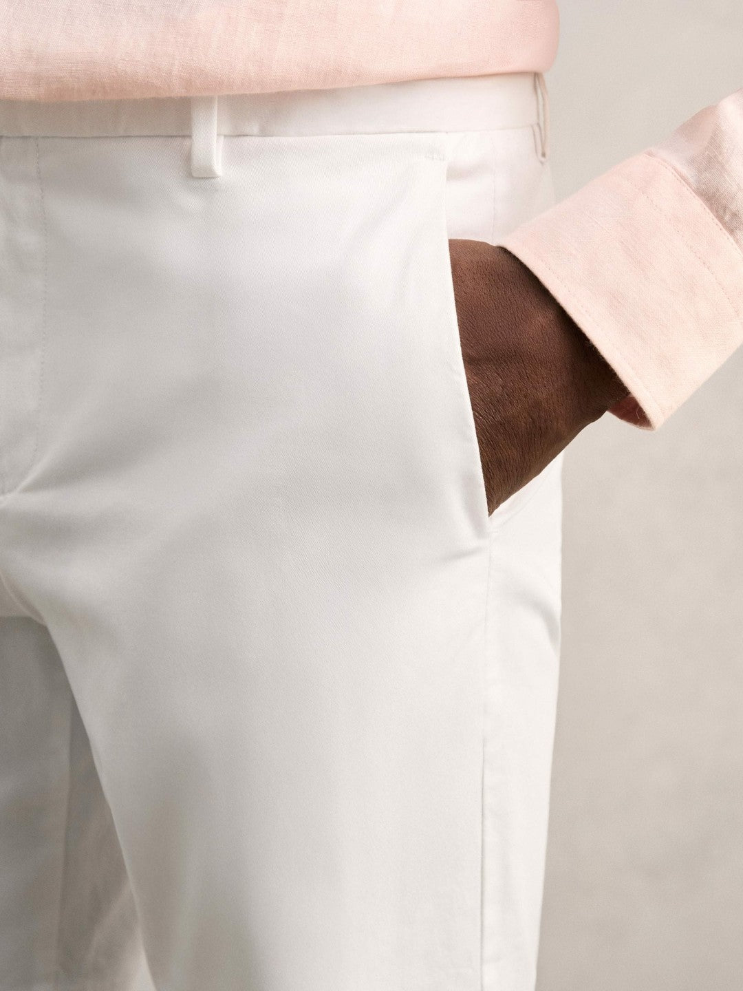 Cotton Chino Shorts with Stretch in White Men | Reiss