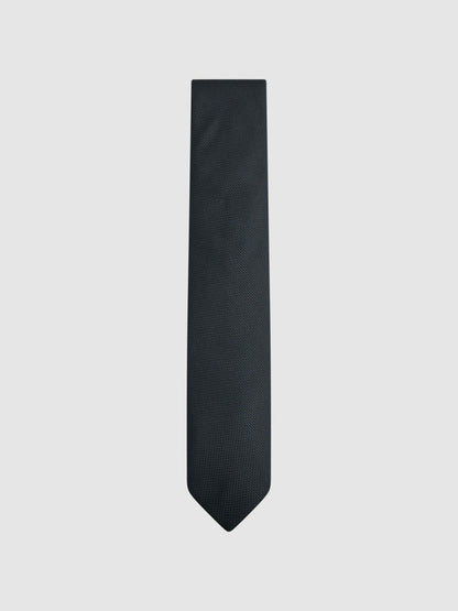Textured Silk Blend Tie in Navy Men | Reiss