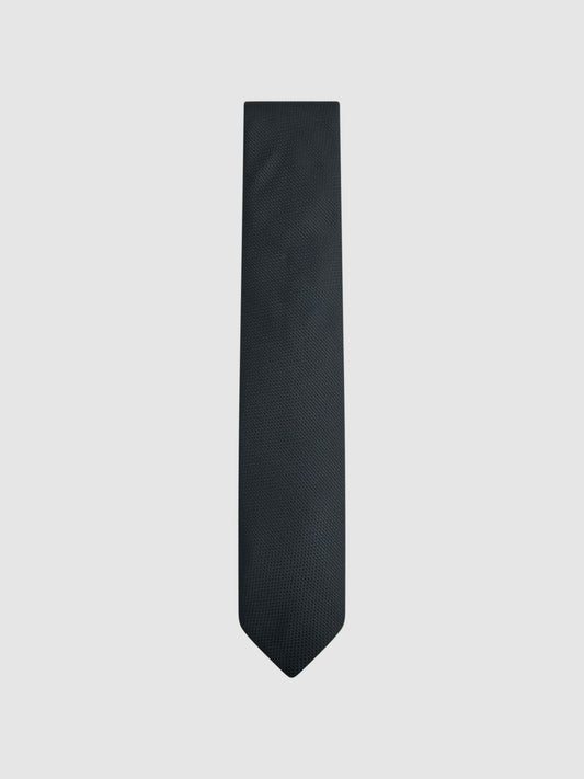 Textured Silk Blend Tie in Navy Men | Reiss