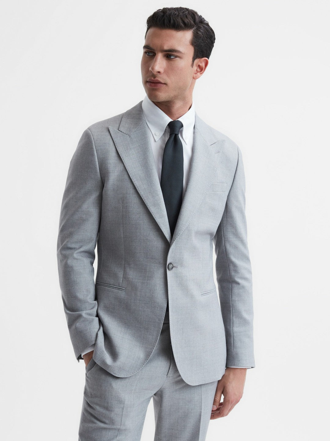Textured Silk Blend Tie in Navy Men | Reiss
