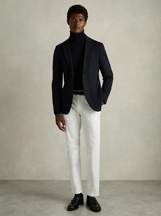 Slim Fit Washed Cotton Blend Chinos in White Men | Reiss