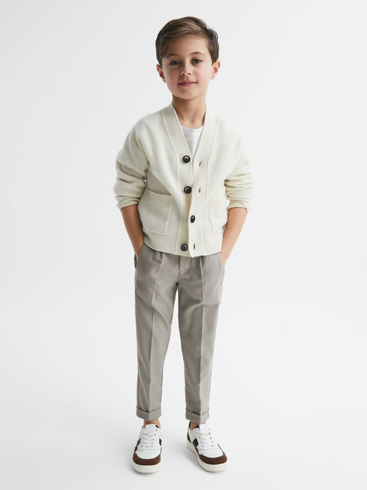 9-14 yrs Relaxed Elasticated Trousers with Turn-Ups in Taupe Children & Baby | Reiss
