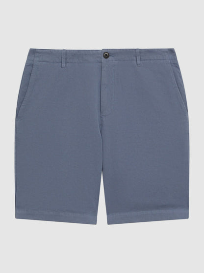 Cotton-Linen Blend Shorts in Airforce Blue Men | Reiss