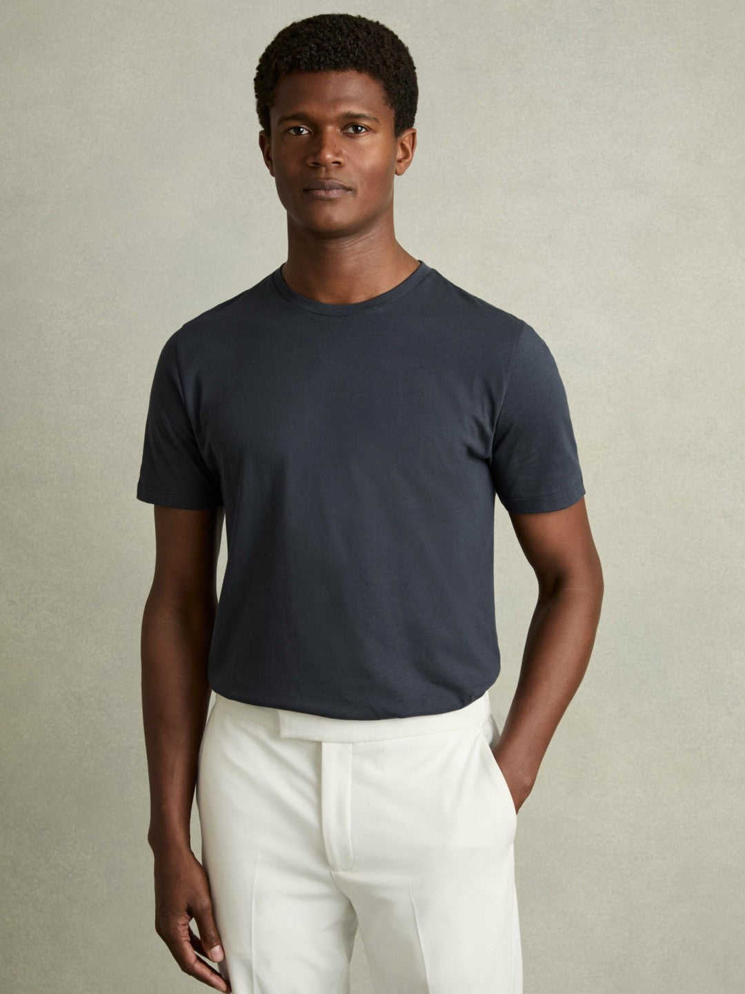 Cotton Crew Neck T-Shirt in Airforce Blue Men | Reiss