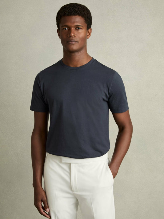 Cotton Crew Neck T-Shirt in Airforce Blue Men | Reiss