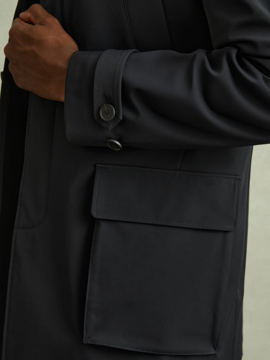 Hybrid Removable Funnel Neck Overcoat in Navy Men | Reiss