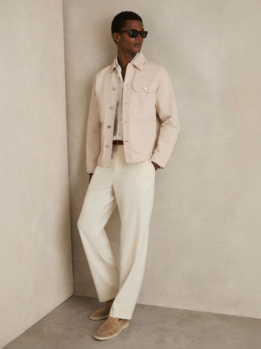 Cotton Worker Jacket in Stone Men | Reiss