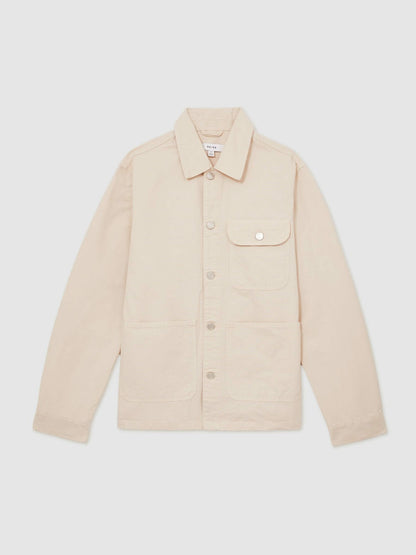 Cotton Worker Jacket in Stone Men | Reiss