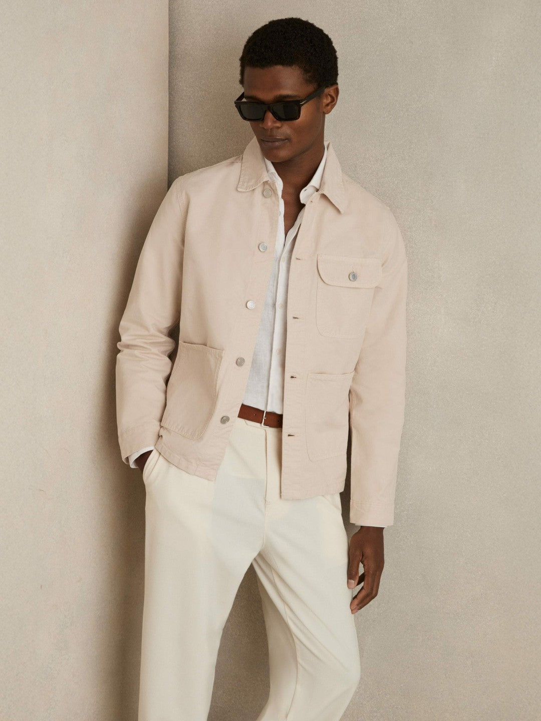 Cotton Worker Jacket in Stone Men | Reiss