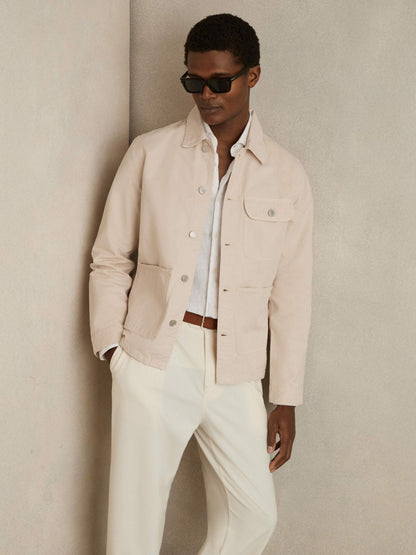 Cotton Worker Jacket in Stone Men | Reiss