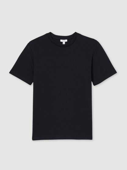 Interlock Jersey Crew Neck T-Shirt in Navy Blue Men | Reiss