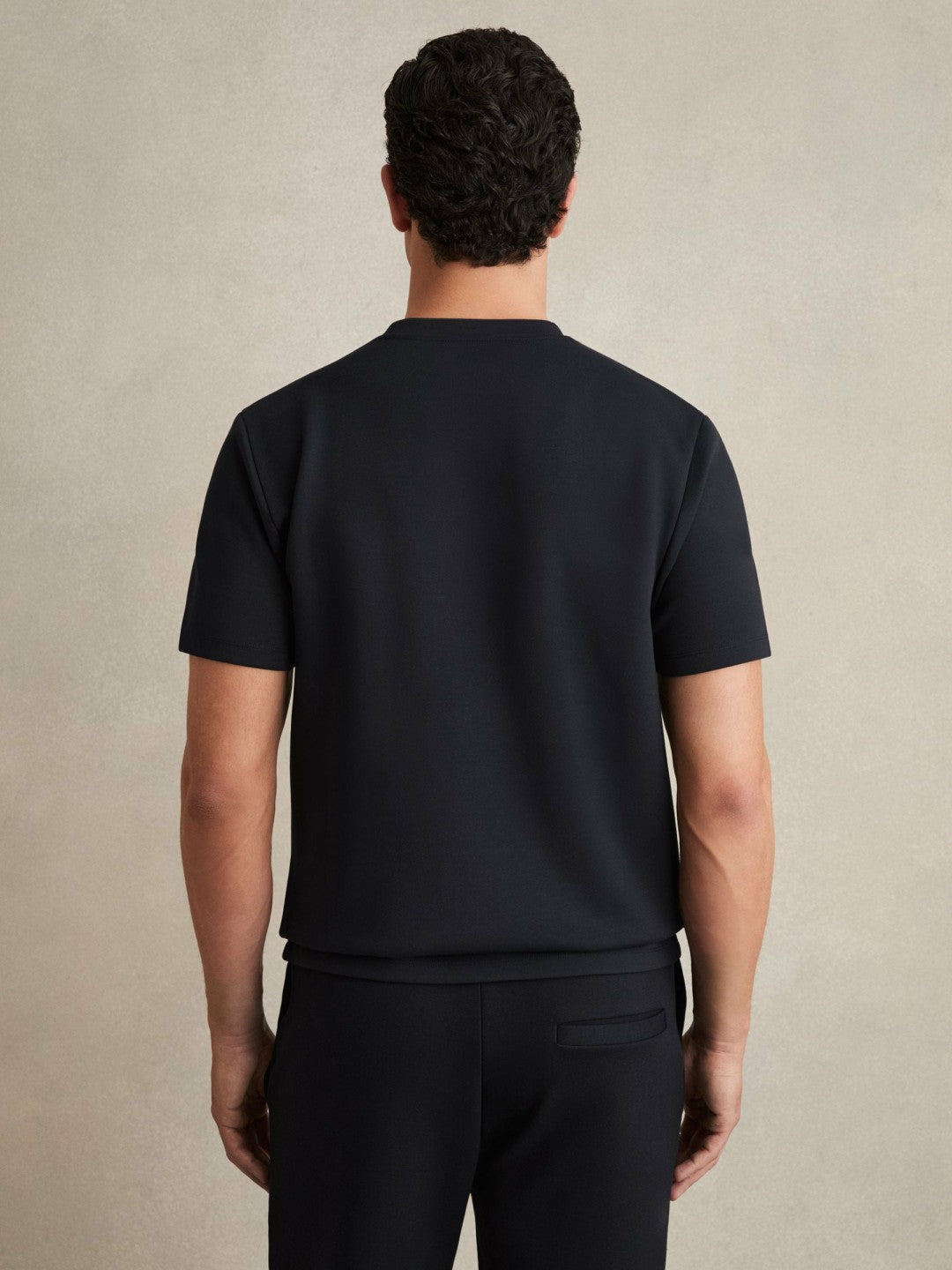 Interlock Jersey Crew Neck T-Shirt in Navy Blue Men | Reiss