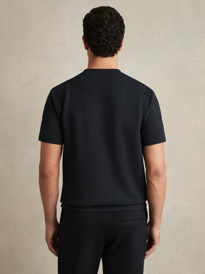 Interlock Jersey Crew Neck T-Shirt in Navy Blue Men | Reiss