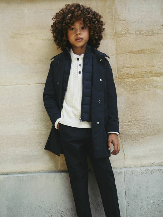 9-13 yrs Gabardine Coat with Removable Gilet in Navy Children & Baby | Reiss