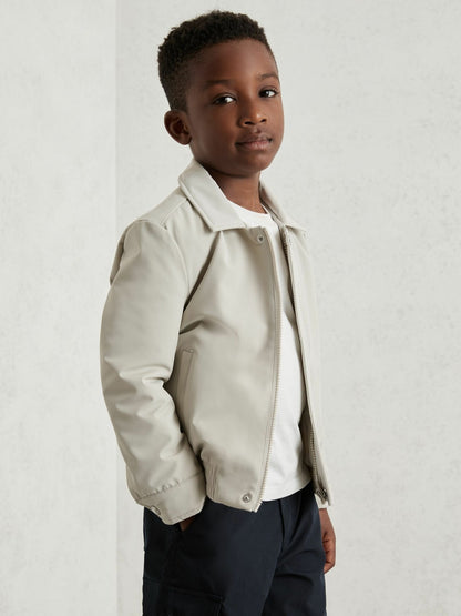 Zip-Through Harrington Jacket in Stone Children & Baby | Reiss