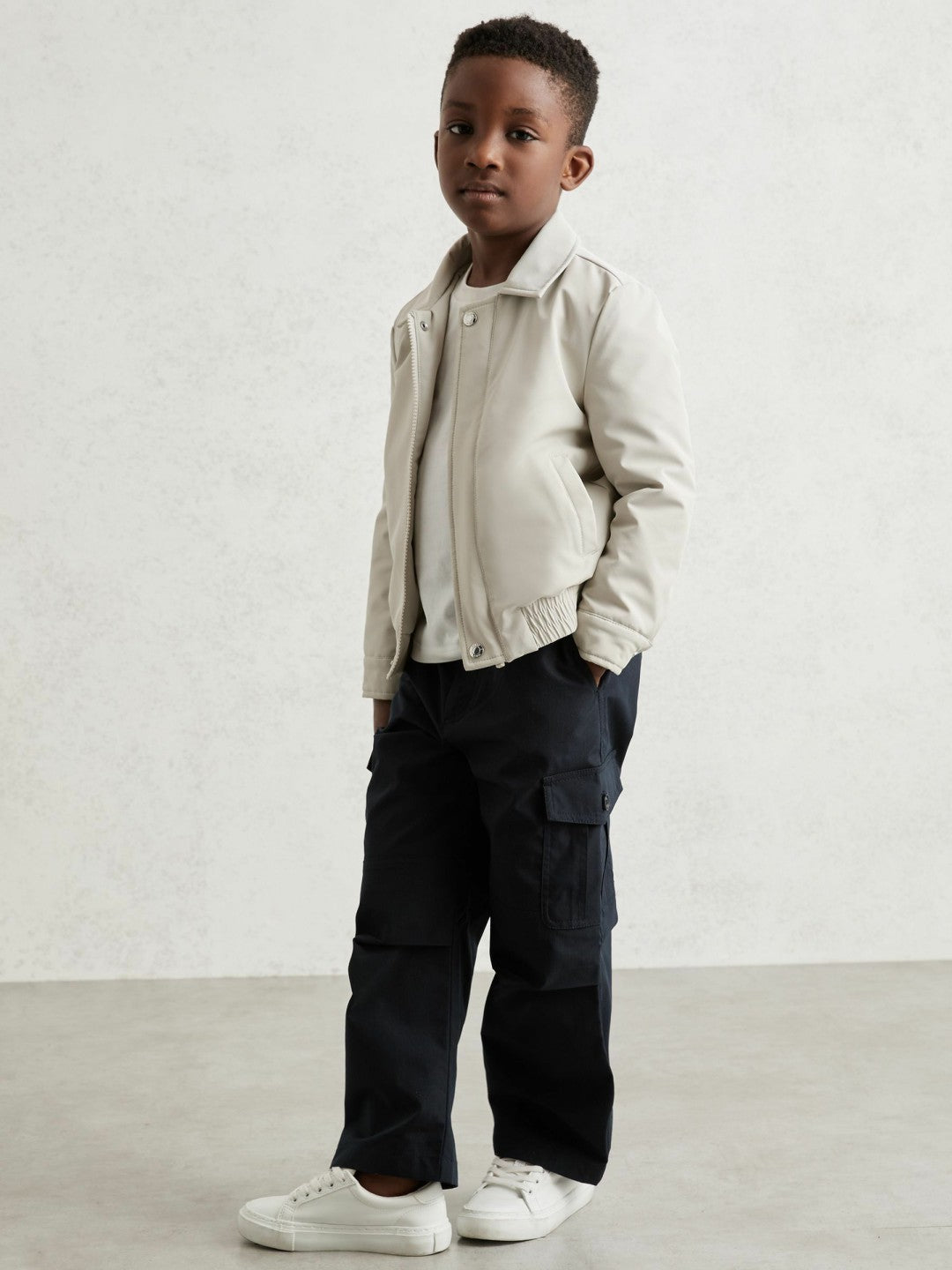 Zip-Through Harrington Jacket in Stone Children & Baby | Reiss