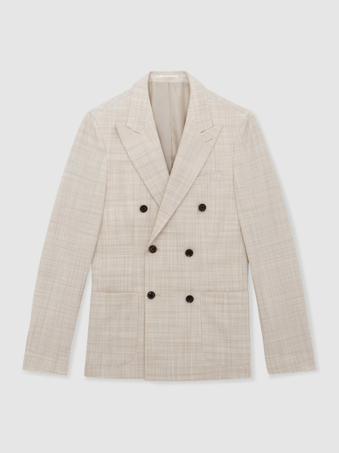 Double-Breasted Check Suit Blazer Regular-Fit in Stone Men | Reiss