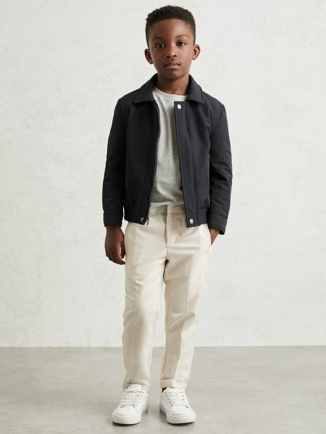 13-14 yrs Zip Through Harrington Jacket in Blue Children & Baby | Reiss