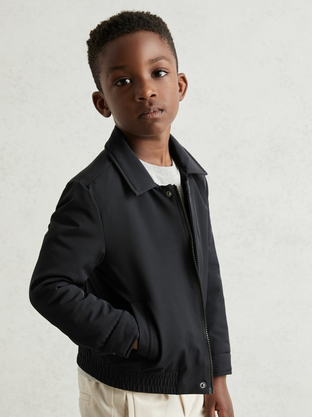 13-14 yrs Zip Through Harrington Jacket in Blue Children & Baby | Reiss