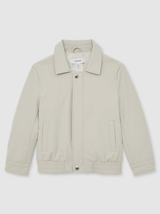 13-14 yrs Zip Through Harrington Jacket in Natural Children & Baby | Reiss