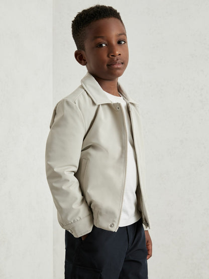13-14 yrs Zip Through Harrington Jacket in Natural Children & Baby | Reiss