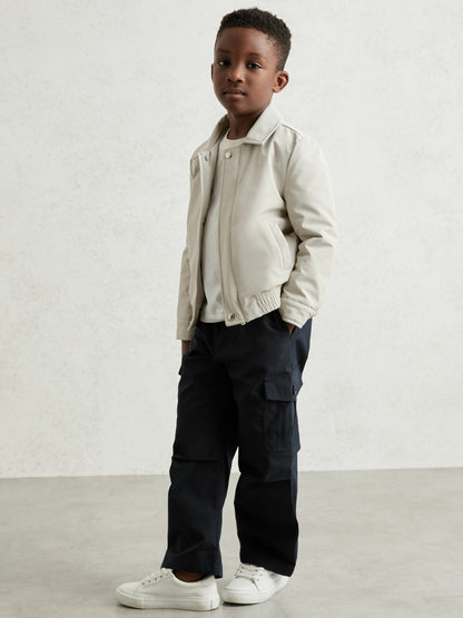 13-14 yrs Zip Through Harrington Jacket in Natural Children & Baby | Reiss