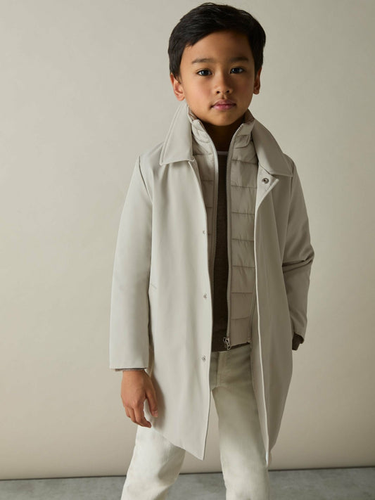 3-9 yrs Gabardine Coat with Removable Gilet in Stone Children & Baby | Reiss