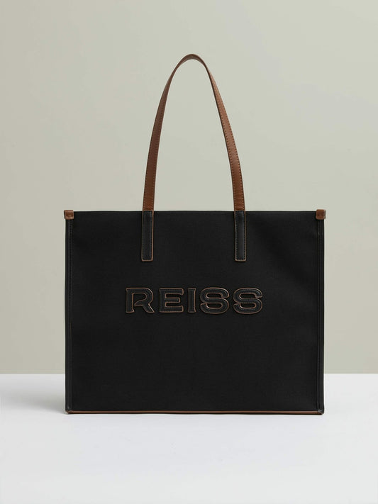 Canvas Logo Tote Bag in Black Women | Reiss