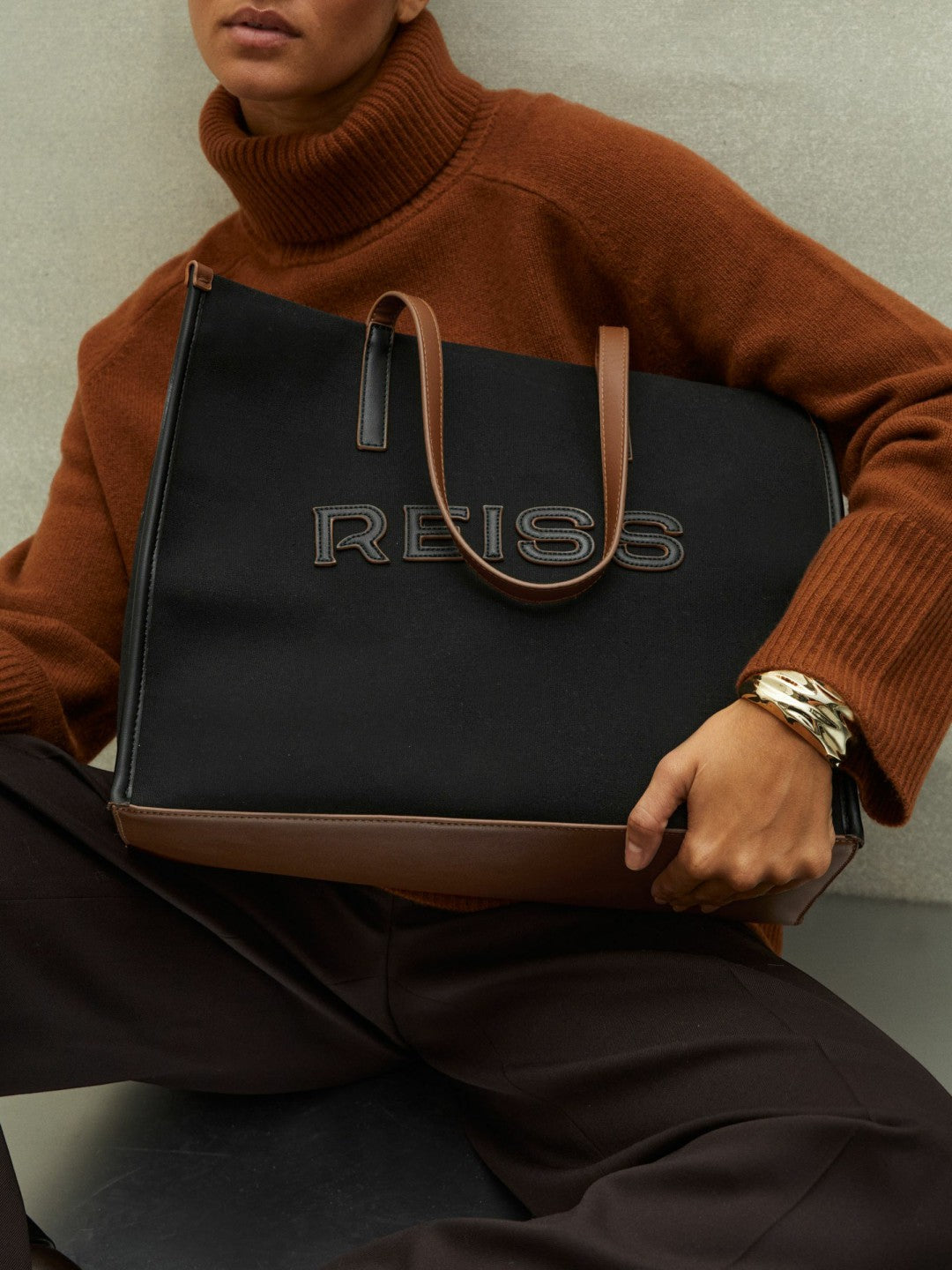 Canvas Logo Tote Bag in Black Women | Reiss